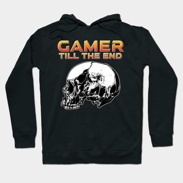 Gamer Till The End Side Skull Orange Hoodie by Shawnsonart